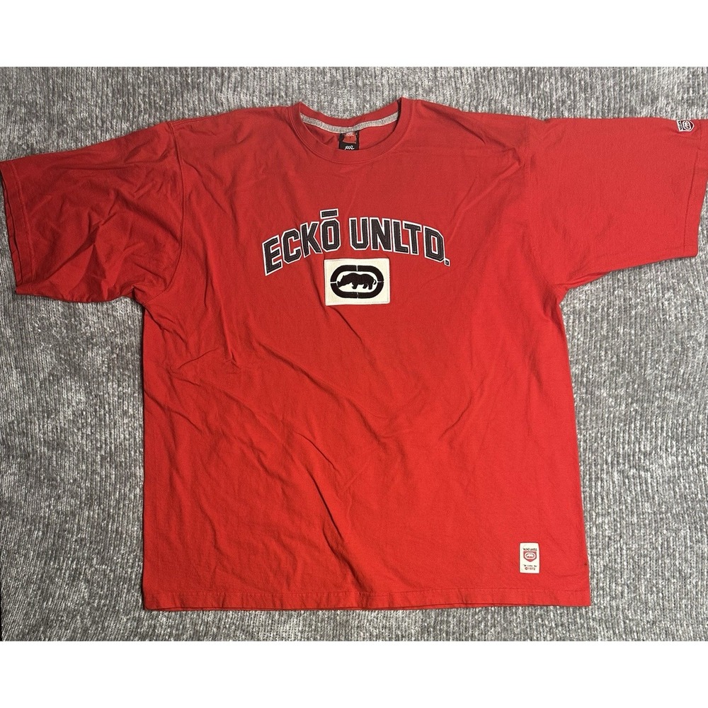 Vintage Ecko UNTLD T Shirt Red 3XL Hip Hop Embroidered Logo Baggy
